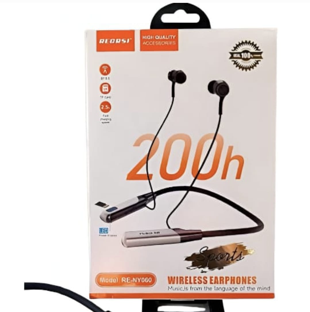 Recrsi RE-NY060 200 Hours Bluetooth Neckband 🎧 দীর্ঘ ২০০ ঘণ্টা ব্যাটারি ব্যাকআপ 📶 স্থির ও পরিষ্কার ব্লুটুথ কানেকশন 🔋 দীর্ঘসময় ব্যবহার উপযোগী